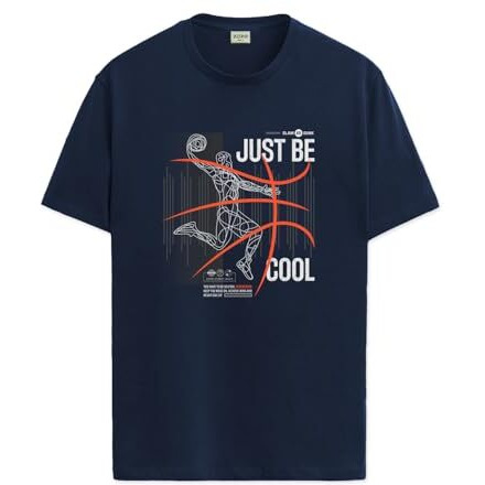Adro Men's Graphic Printed 100% Cotton T-Shirt - Regular Fit, Printed T-Shirts For Men (Rn24-Bcl-Nb_Navy_M)