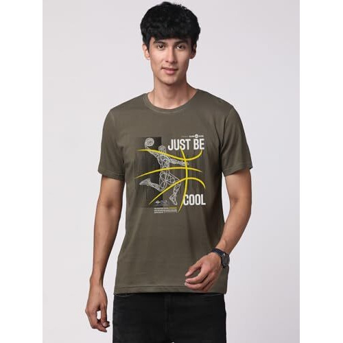 Adro Men's Graphic Printed 100% Cotton T-Shirt - Regular Fit, Printed T-Shirts For Men (Rn24-Bcl-Ol_Olive_M)