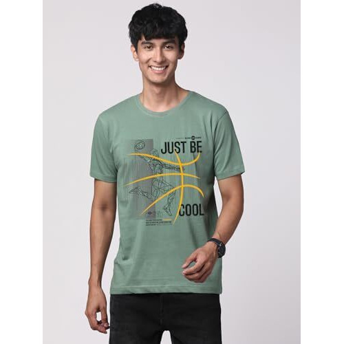 Adro Men's Graphic Printed 100% Cotton T-Shirt - Regular Fit, Printed T-Shirts For Men (Rn24-Bcl-Pt_Pista_S)