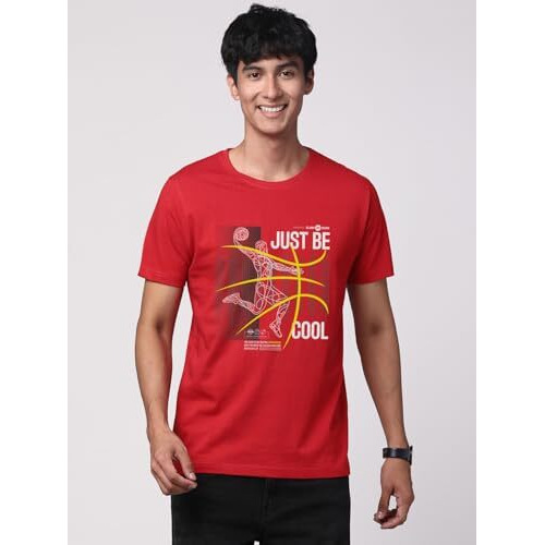 Adro Men's Graphic Printed 100% Cotton T-Shirt - Regular Fit, Printed T-Shirts For Men (Rn24-Bcl-Rd_Red_2Xl)