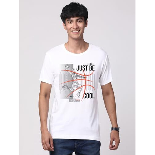 Adro Men's Graphic Printed 100% Cotton T-Shirt - Regular Fit, Printed T-Shirts For Men (Rn24-Bcl-Wh_White_M)