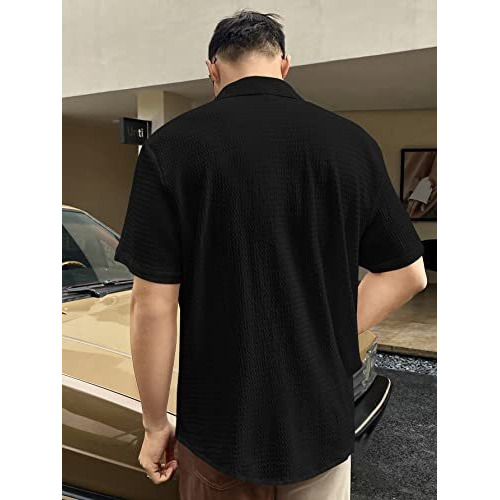 Dhruvi Trendz Mens Rayon Shirt Regular Fit Casual (Dt-Ms-6151_Black_2Xl)