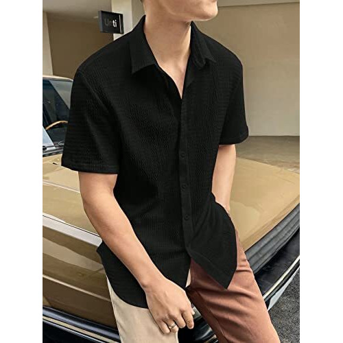 Dhruvi Trendz Mens Rayon Shirt Regular Fit Casual (Dt-Ms-6151_Black_2Xl)