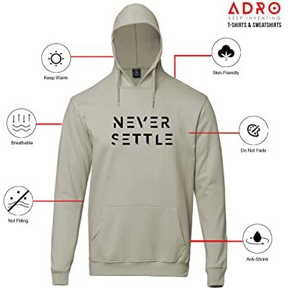 Adro Men's Cotton Neck Hooded Sweatshirt (H22-M-Set-Ch_Beige_M)