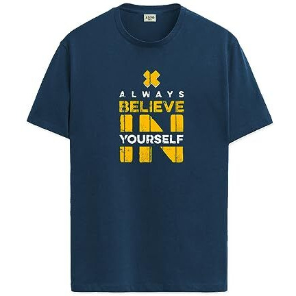 Adro Mens Believe In Your Self Printed T-Shirt (R22-M-Bel-Sb_Teal_M)