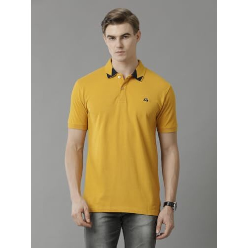 Adro Premium Cotton Polo For Men (P23-H-Pln_Mustard_ Xl)
