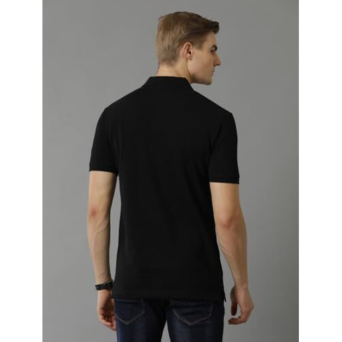 Adro Premium Cotton Polo For Men (Pn23-H-Pln-Bl_Black_L)