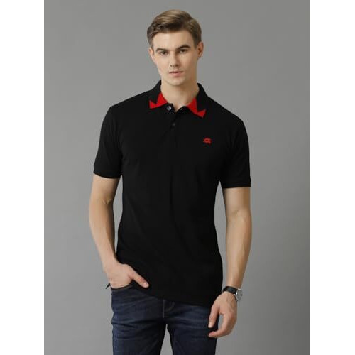 Adro Premium Cotton Polo For Men (Pn23-H-Pln-Bl_Black_L)