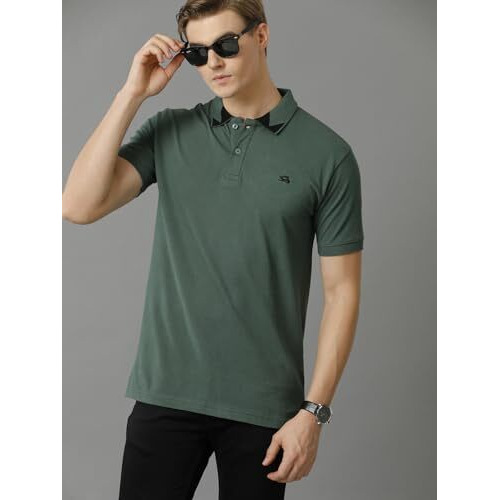 Adro Premium Cotton Polo For Men (Pn23-H-Pln-Grn_Green_S)