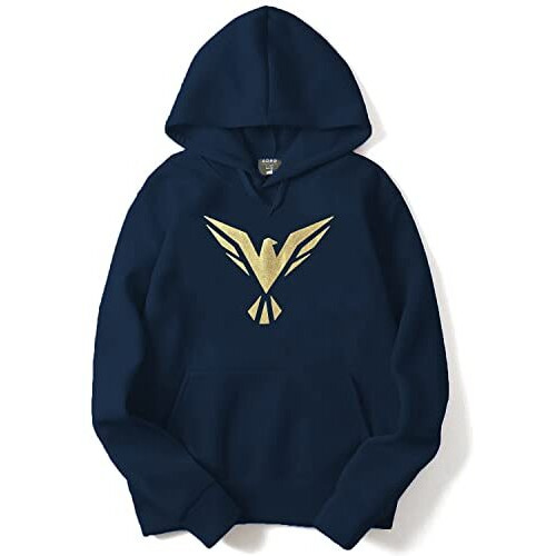 Adro Men's Cotton Neck Hooded Sweatshirt (H22-Gl-Bir-Nb_Navy_S)