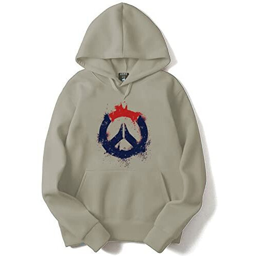 Adro Men's Cotton Peace Design Hooded Neck Printed Hoodie Sweatshirt (H-M-Pc-Ch_Beige_L)