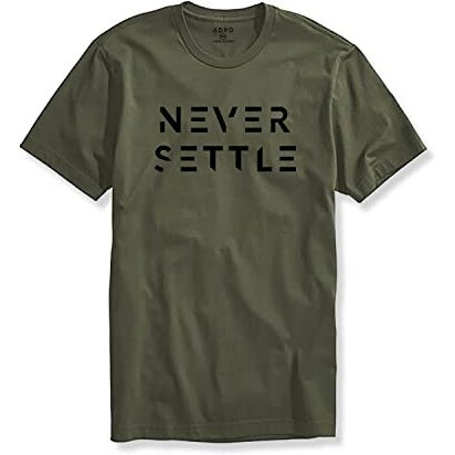 Adro Mens Never Settle Cotton T-Shirt (Rn22-03-Set-Ol_Olive_2Xl)