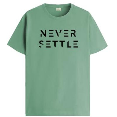 Adro Mens Never Settle Cotton T-Shirt (Rn22-03-Set-Pt_Pista_2Xl)