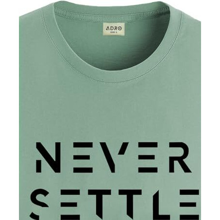 Adro Mens Never Settle Cotton T-Shirt (Rn22-03-Set-Pt_Pista_2Xl)