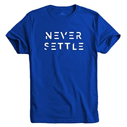 Adro Mens Never Settle Cotton T-Shirt (Rn22-03-Set-Rb_Royal Blue_Xl)