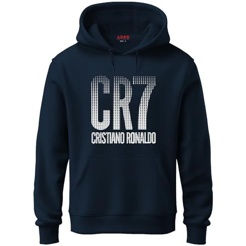 Adro Men's Cotton Neck Hooded Sweatshirt (H21-M-Cr07-Nb_Navy_M)