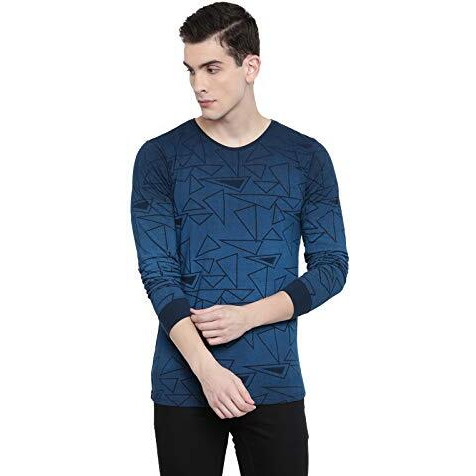 Adro Men's Full Sleeve Cotton Printed T-Shirts (Fr5-5-Pri-Nb_Navy_S)