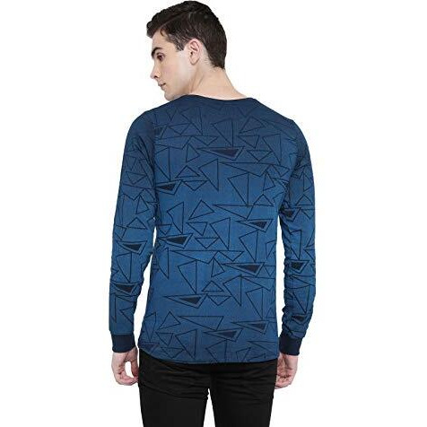 Adro Men's Full Sleeve Cotton Printed T-Shirts (Fr5-5-Pri-Nb_Navy_S)