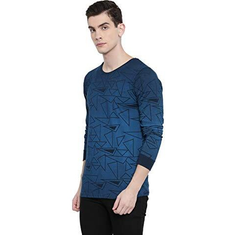 Adro Men's Full Sleeve Cotton Printed T-Shirts (Fr5-5-Pri-Nb_Navy_S)