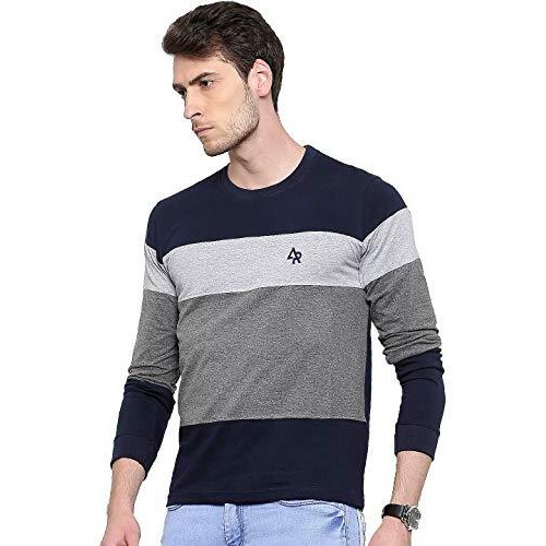 Adro Men's Stylish Cotton Full Sleeve T-Shirt (Fr3-M-4St-Nb_Navy_2Xl)