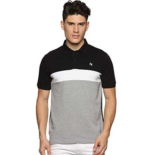 Adro Premium Cotton Multicolor Polo T-Shirt For Men (Pn23-S1-Blwhgr_Grey_M)