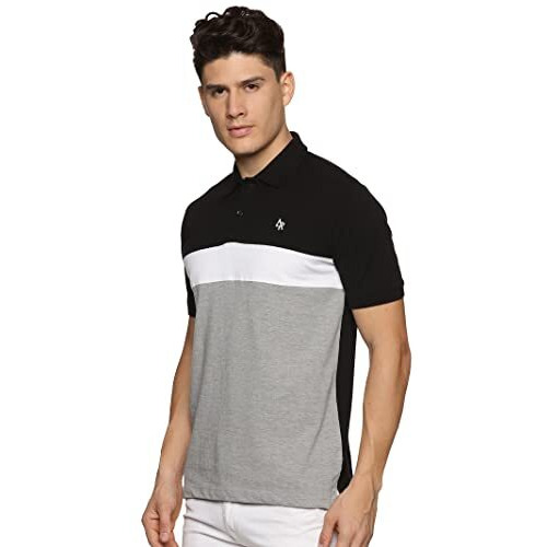 Adro Premium Cotton Multicolor Polo T-Shirt For Men (Pn23-S1-Blwhgr_Grey_M)