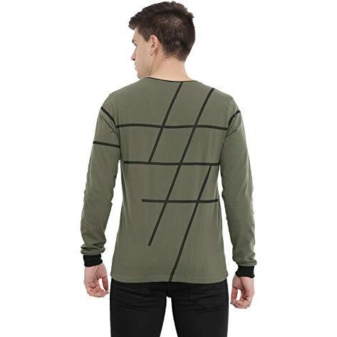 Adro Men's Full Sleeve Printed Cotton T-Shirts (Fs-A-Aop05-Ol_Olive_2Xl)