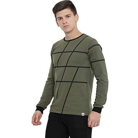 Adro Men's Full Sleeve Printed Cotton T-Shirts (Fs-A-Aop05-Ol_Olive_2Xl)