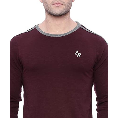 Adro Men's Full Sleeve Color Block Cotton T-Shirts (Fr3-A-Mar-Mr_Maroon_2Xl)