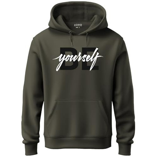 Adro Men's Cotton Neck Hooded Sweatshirt (H21-M-Byo-Ol_Olive_S)
