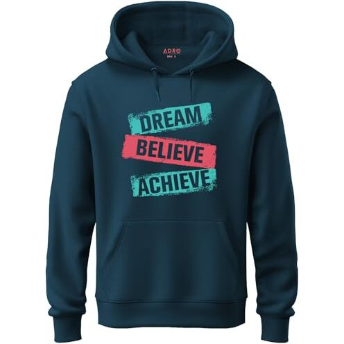 Adro Men's Cotton Neck Hooded Sweatshirt (H21-M-Dba-Sb_Teal_L)