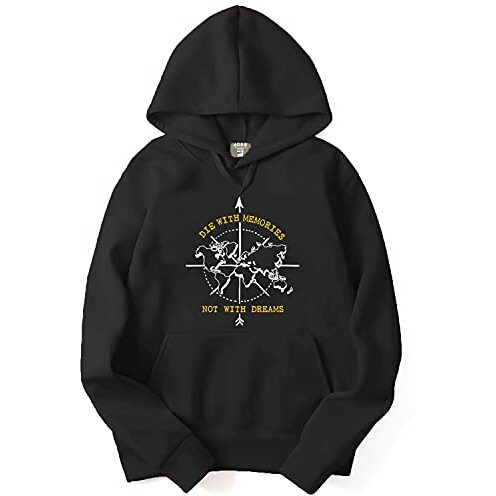 Adro Men's Cotton Neck Hooded Sweatshirt (H21-M-Die-Bl_Black_S)