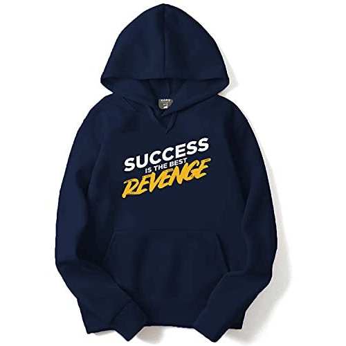Adro Men's Cotton Neck Hooded Sweatshirt (H21-M-Rev-Nb_Navy_M)