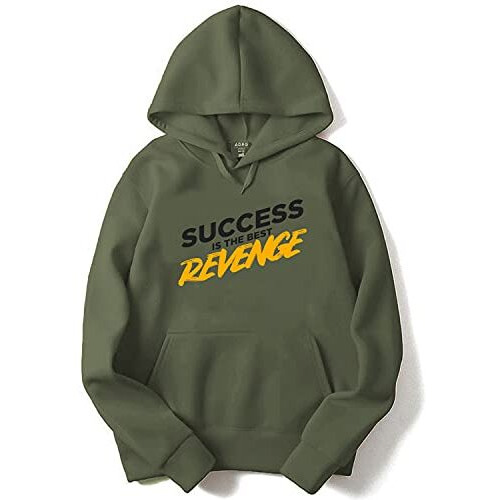 Adro Men's Cotton Neck Hooded Sweatshirt (H21-M-Rev-Ol_Olive_M)