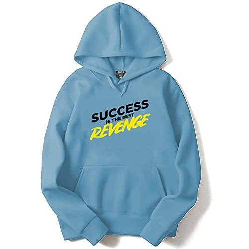 Adro Men's Cotton Neck Hooded Sweatshirt (H21-M-Rev-Sk_Skyblue_L)