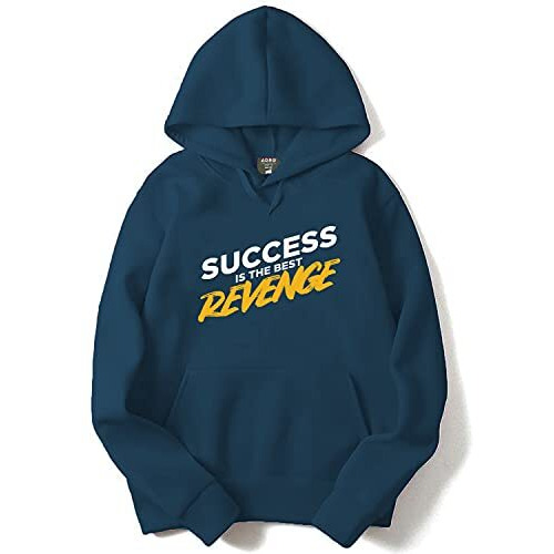 Adro Men's Cotton Neck Hooded Sweatshirt (H21-M-Rev-Sb_Teal_S)