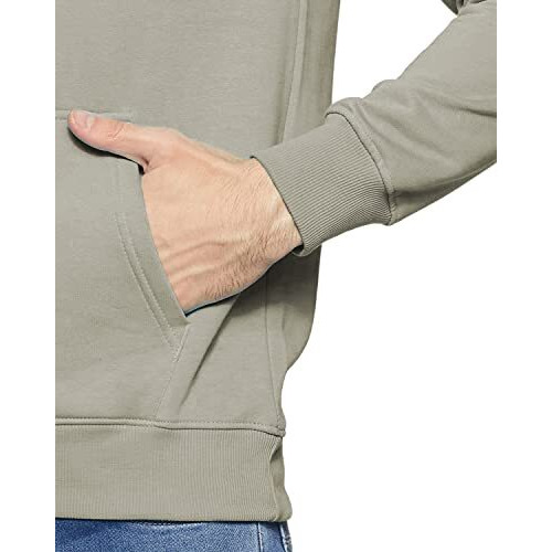 Adro Men's Cotton Neck Hooded Sweatshirt (H22-1-Pln-Ch_Beige_M)