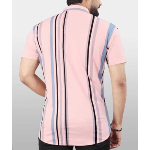 Lookmark Men's Trendy Lycra Blend Spread Collar Half Sleeve Printed Shirts - Elevate Your Style With Comfort And Versatility (Pack Of 2, Az-Lm-Og-52 Blue-53 Pink-S)