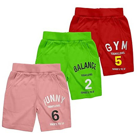 Kyda Kids 100% Cotton Printed Shorts For Boys And Girls - Regular Fit Multicolor Shorts For Unisex (Pack Of 3)(8-9Years) Combo-8