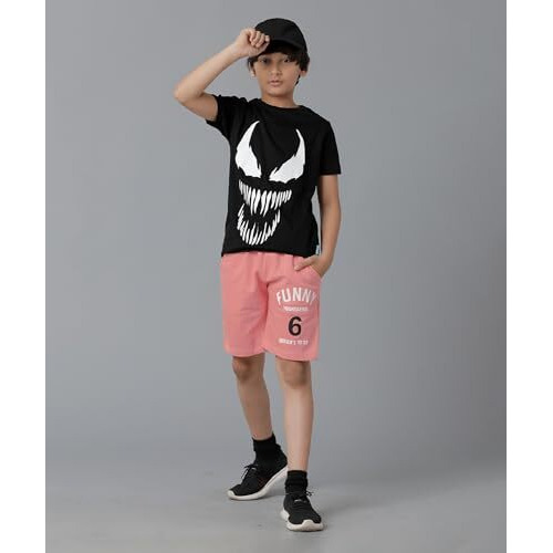 Kyda Kids 100% Cotton Printed Shorts For Boys And Girls - Regular Fit Multicolor Shorts For Unisex (Pack Of 3)(8-9Years) Combo-8