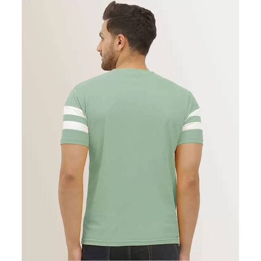 Lookmark Men's Stylish Lycra Blend Printed Striped Polo Tshirt (New-Mt08-S) Pista