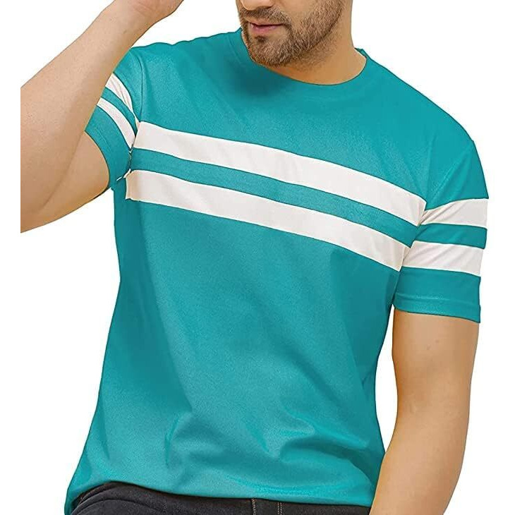 Lookmark Men's Stylish Cotton Blend Printed Striped Polo Tshirt (Mt04-S)