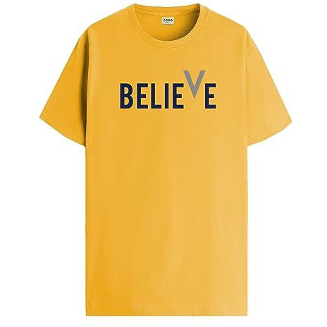 Adro Believe Design Printed T-Shirt For Men (R22-M-Bvv-Mu_Mustard_Xl)