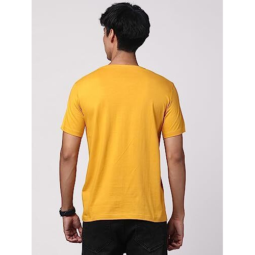 Adro Believe Design Printed T-Shirt For Men (R22-M-Bvv-Mu_Mustard_Xl)