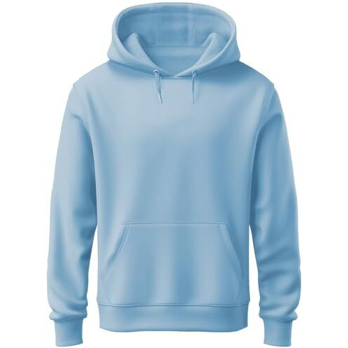 Adro Men's Cotton Neck Hooded Sweatshirt (H22-M-Pln-Sk_Skyblue_S)