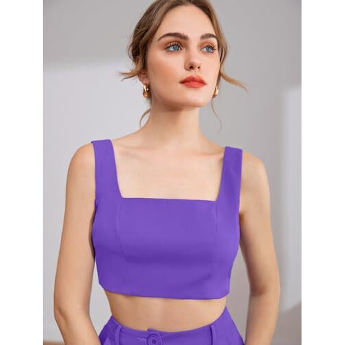 Kotty Women's Solid Relaxed Fit Sleeveless Co-Ord Top And Trouser Set. Lavendor