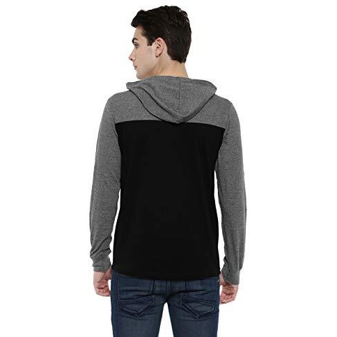 Adro Full Sleeve Color Block T-Shirt For Men (Fr4-3-Hd-Bl_Black_M)