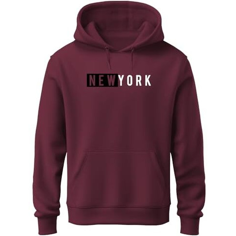Adro Men's Cotton Neck Hooded Sweatshirt (H20-M-Nky-Mr_Maroon_S)