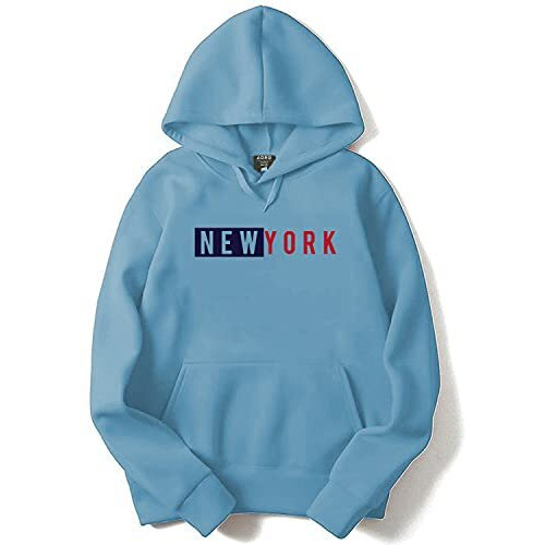 Adro Men's Cotton Neck Hooded Sweatshirt (H20-M-Nky-Sk_Skyblue_2Xl)