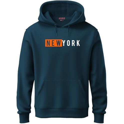 Adro Men's Cotton Neck Hooded Sweatshirt (H20-M-Nky-Sb_Teal_S)